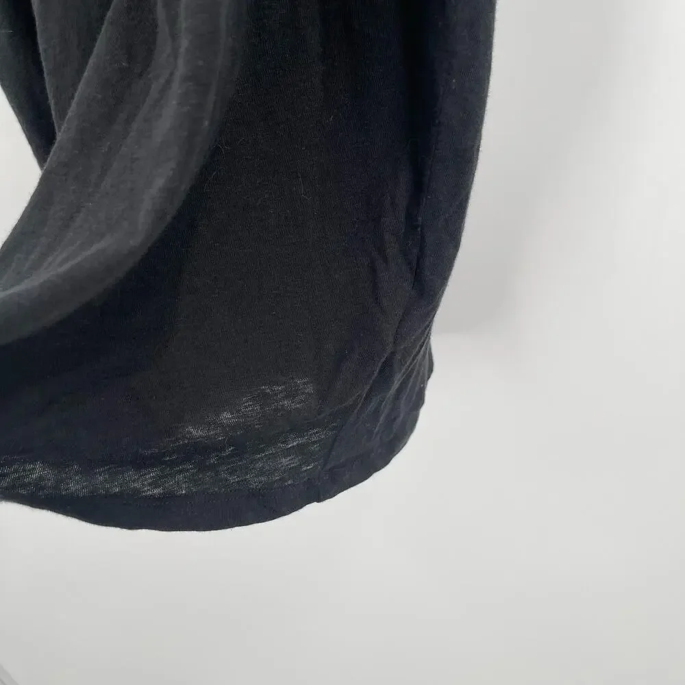 NATION LTD Dress Size Medium Elliot Ruffle Sleeve Black Pima Cotton Linen Blend - Picture 12 of 15